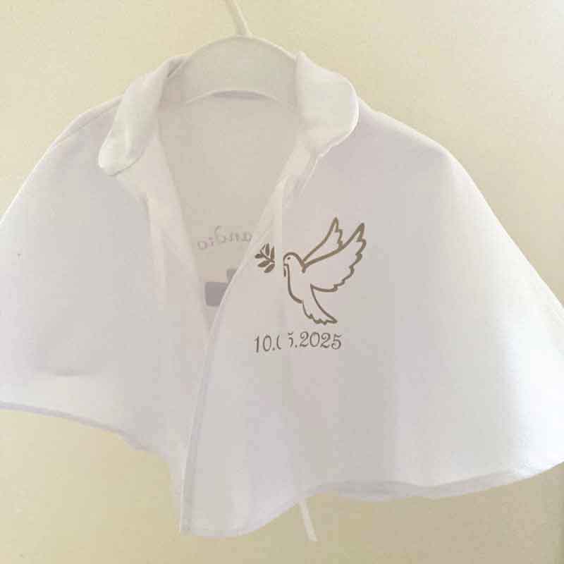 cape de bapteme blanche personnalisée